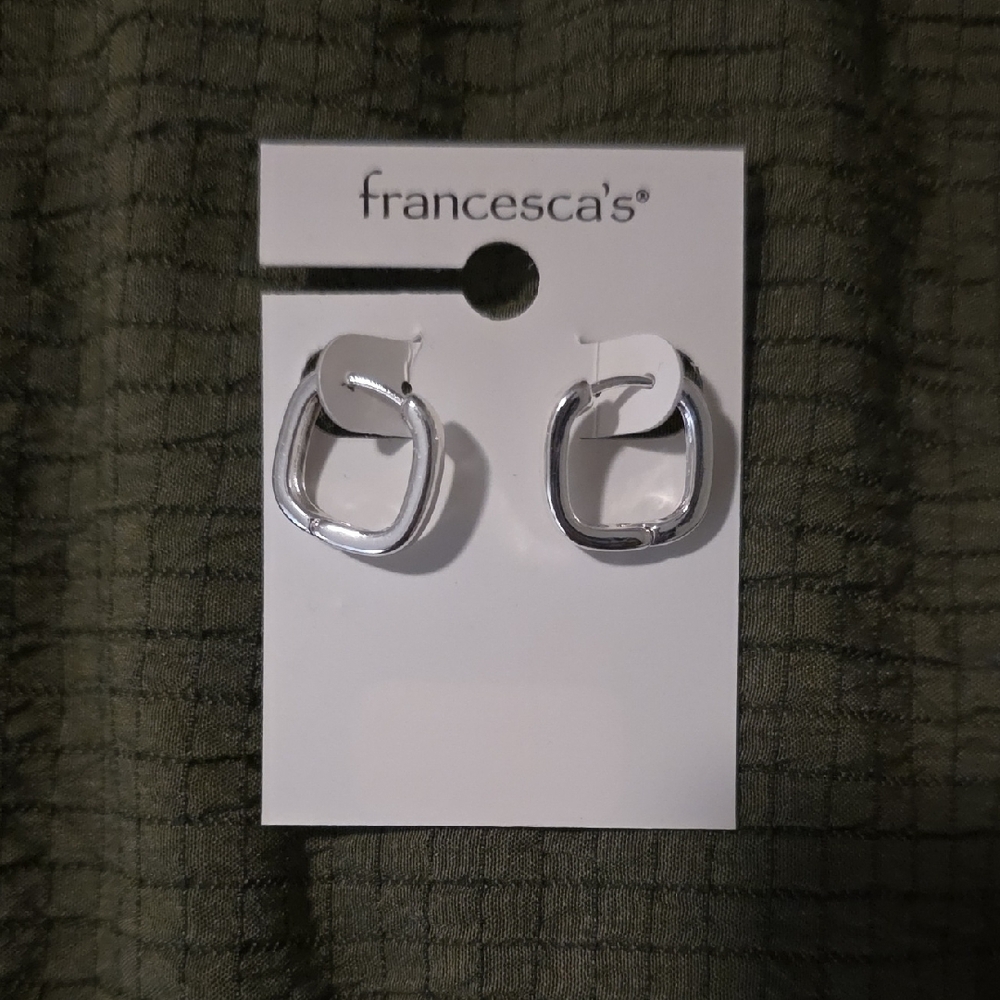 Francesca's Collections Shiny Silver Square Earrings